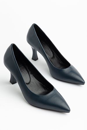 Kadın Lacivert Cilt Hakiki Deri Sivri Topuklu Stiletto 