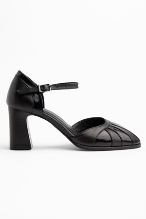 Kadın Siyah Hakiki Deri Klasik Topuklu Ayakkabı