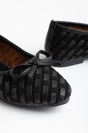 Bero Kadın Siyah El Örgüsü Fiyonklu Ortopedik Babet