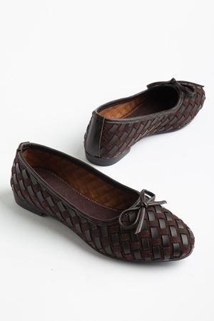 Bero Kadın Kahverengi El Örgüsü Fiyonklu Ortopedik Babet 