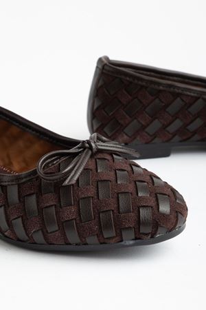 Bero Kadın Kahverengi El Örgüsü Fiyonklu Ortopedik Babet 