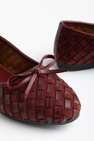 Bero Kadın Bordo El Örgüsü Fiyonklu Ortopedik Babet 