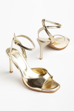 Lesley Çapraz Bantlı Altın Tek Bantlı Kadın Ayakkabı