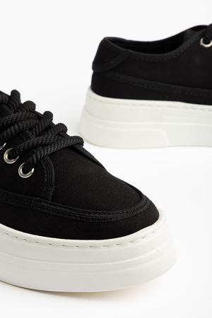 Timon Kadın Siyah Keten Rahat Taban Spor Ayakkabı