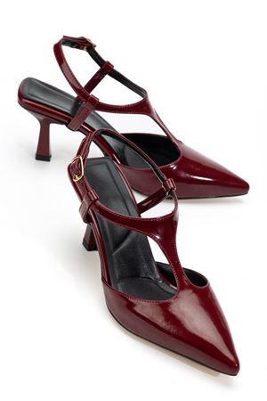 Lorea Kadın Bordo Rugan Sivri Burun İnce Topuklu Ayakkabı  