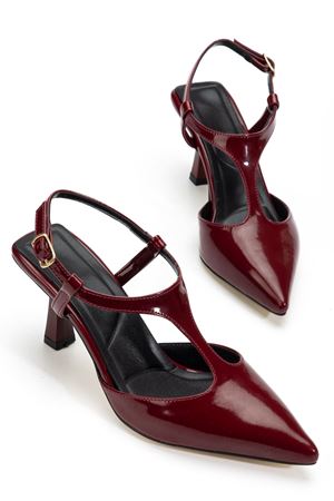 Lorea Kadın Bordo Rugan Sivri Burun İnce Topuklu Ayakkabı  