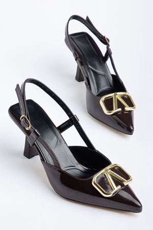 Lianne Kahverengi Rugan Toka Detaylı İnce Topuklu Ayakkabı 