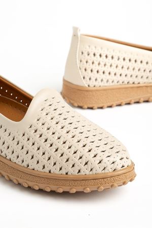 Selho Kadın Bej Cilt İçi Hakiki Deri Ortopedik Babet