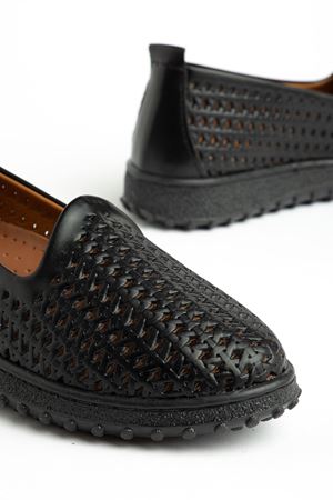 Selho Kadın Siyah Cilt İçi Hakiki Deri Ortopedik Babet 