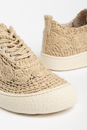 Naz Kadın Örgülü Bej Kalın Tabanlı Günlük Kadın Sneaker