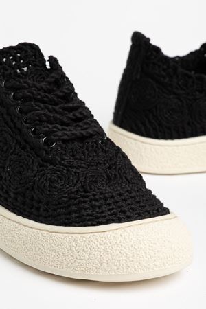 Naz Kadın Örgülü Siyah Kalın Tabanlı Günlük Kadın Sneaker 