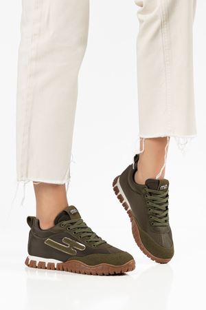 Kadın Haki Paraşüt Ortopedik Sneaker Yürüyüş Ayakkabısı