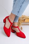 Jane Topuklu Kırmızı Süet Ayakkabı