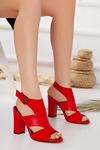 Cassie Topuklu Kırmızı Cilt-Süet Ayakkabı