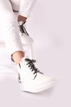Whitney Beyaz Leopar Detay Cilt Kadın Bootie