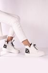 Whitney Beyaz Leopar Detay Cilt Kadın Bootie