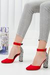 Lole Kırmızı Kilim Süet Topuklu Ayakkabı