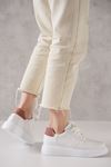 Latasha Beyaz Somon Mat Deri Kadın Spor Ayakkabı   
