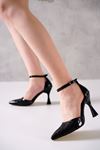 Gwen Siyah Kroko Rugan Kadın Topuklu Ayakkabı
