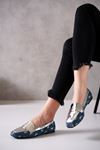 Cardi Gümüş Sim Detaylı Kot Kadın Düz Ayakkabı