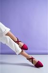 Letha Bordo Kadife Topuklu Kadın Ayakkabı
