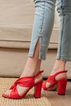 Serafima Kırmızı Cilt Yüksek Topuklu Kadın Ayakkabı 