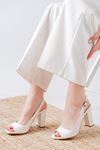 Meira Beyaz Cilt Detaylı Yüksek Topuklu Kadın Ayakkabı  