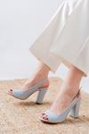 Meira Bebe Mavisi Cilt Detaylı Yüksek Topuklu Kadın Ayakkabı   