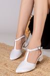 Jane Beyaz Saten Topuklu Kadın Ayakkabı 