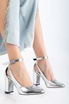 Lillian Topuklu Gümüş Cilt Topuklu Kadın Ayakkabı   