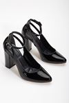 Lillian Topuklu Siyah Rugan Topuklu Kadın Ayakkabı   