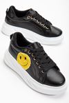 Tinka Siyah Kalın Tabanlı Gülücük Detaylı Sneakers