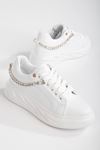 Deena Beyaz Kalın Tabanlı Taş Detaylı Sneakers  