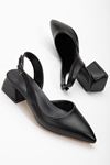Ossie Siyah Cilt Kadın Topuklu Ayakkabı