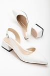 Ossie Beyaz Cilt Kadın Topuklu Ayakkabı