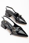 Pary Siyah Rugan Kadın Topuklu Ayakkabı  