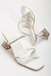 Kadın Şeffaf Topuklu Beyaz Taşlı Ayakkabı