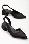 Ossie Siyah Saten Kadın Topuklu Ayakkabı 