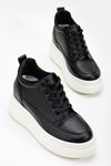 Nesvina Kadın Gizli Topuk Siyah - Beyaz Sneaker