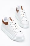 Fersatie Beyaz - Taba Kadın Sneaker Günlük Ayakkabı