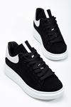 Fersatie Siyah - Beyaz Süet Kadın Sneaker Günlük Ayakkabı  