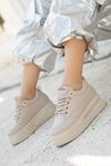 Granes Kadın Bej Gizli Topuk Sneaker