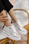 Granes Kadın Gümüş Cilt Gizli Topuk Sneaker 