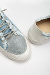 Neva Taşlı Düz Taban Kadın Bebe Mavisi Kot Sneakers 