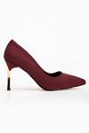 Kadın Bordo Saten Sivri Burun İnce Topuklu Stiletto 