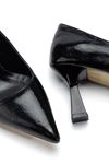 Kadın Siyah Parlak Cilt Sivri Burun İnce Topuklu Stiletto 