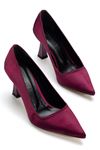 Kadın Bordo Saten Sivri Burun İnce Topuklu Stiletto 