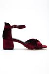 Rosita Bordo Kadife Detaylı Topuklu Kadın Ayakkabı  