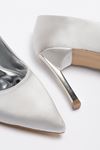 Kadın Gümüş Saten Gold Ökçe Sivri Burun İnce Topuklu Stiletto