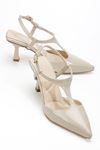 Lorea Kadın Bej Rugan Sivri Burun İnce Topuklu Ayakkabı   